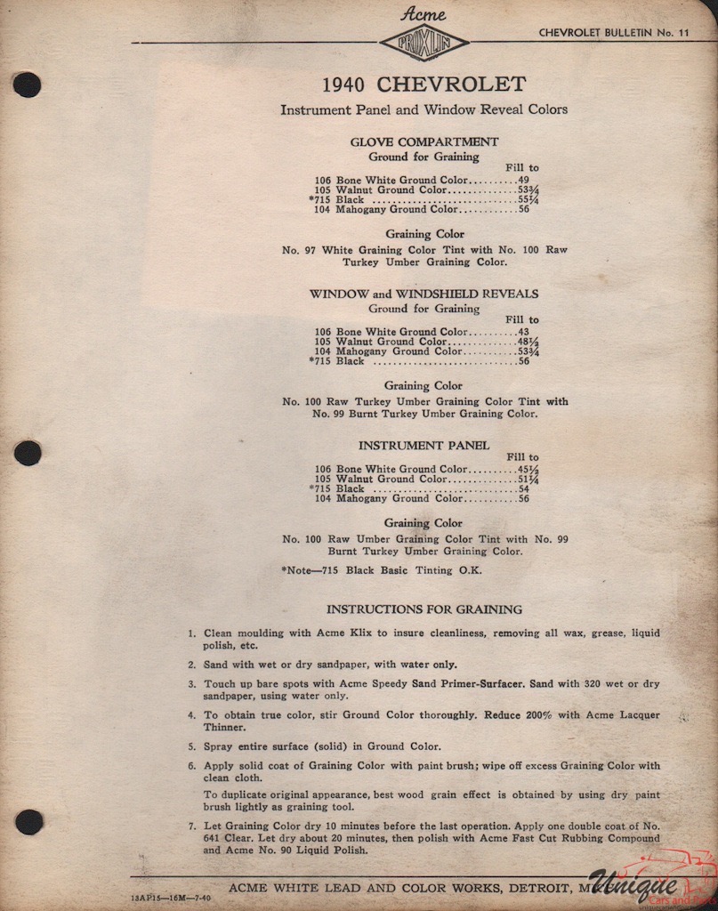 1940 Chev Paint Charts Acme 5